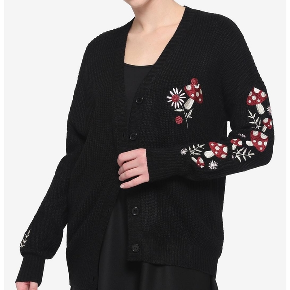 Hot Topic Mushroom Floral Embroidered Cardigan - Picture 1 of 13